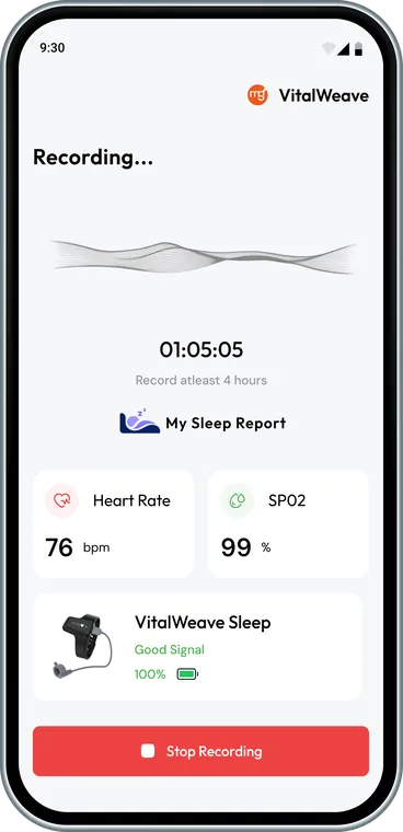 VitalWeave app recording a sleep session
