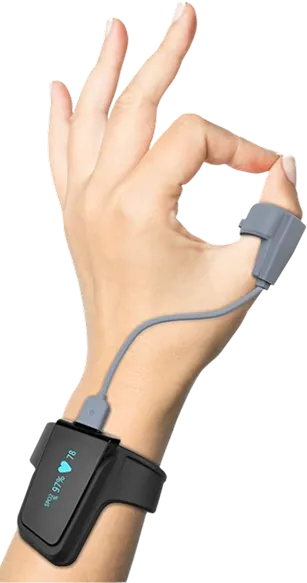 VitalWeave Sleep on the wrist with the finger sensor
