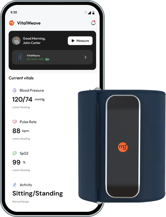 VitalWeave device with the app