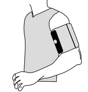 Illustration showing VitalWeave worn on the upper arm, above the elbow